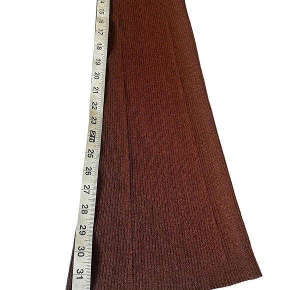 NEW Aeron Brown Egon Rib Pants High Rise Knit Ribbed Slight Flare - Picture 9 of 9